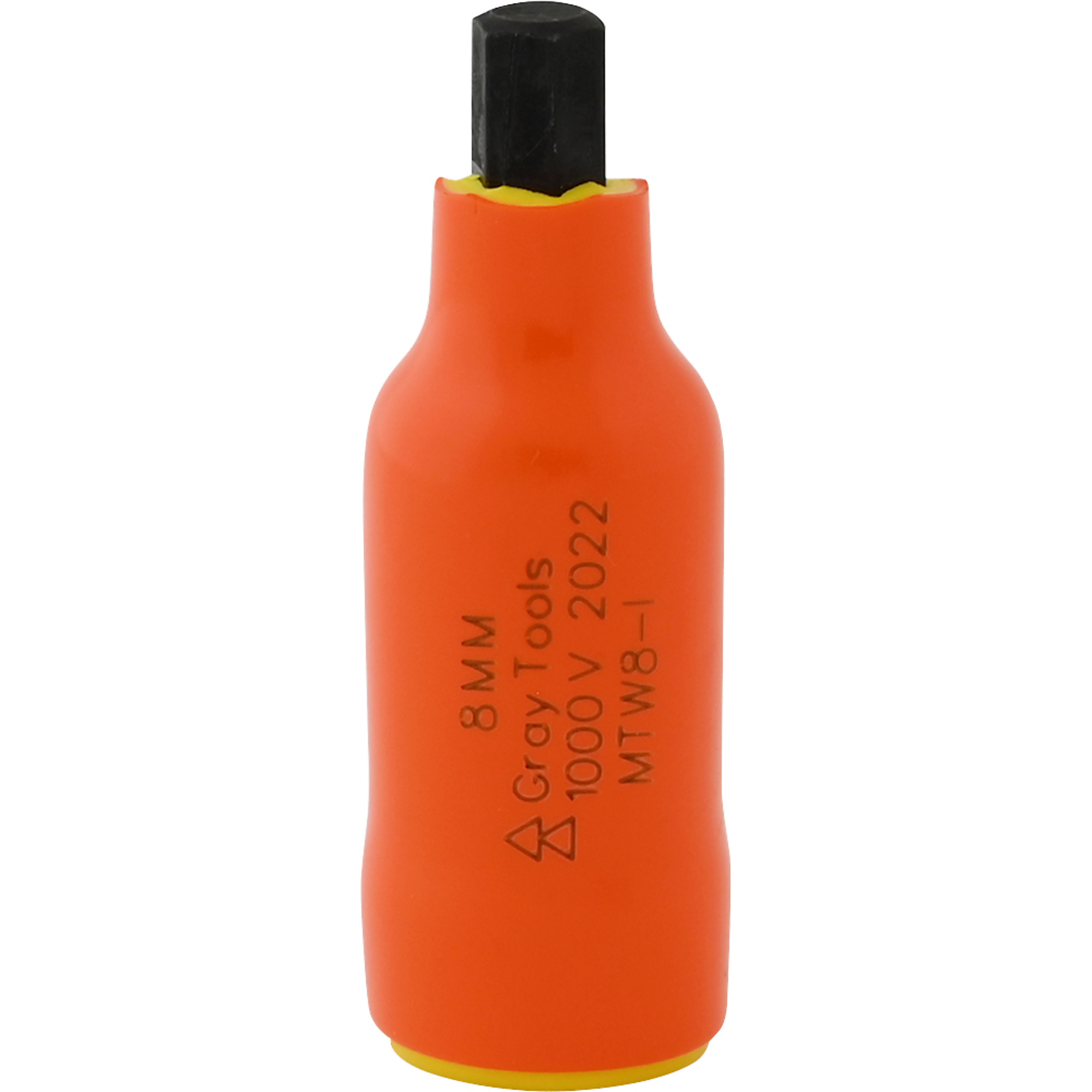 Gray Tools, 8mm X 3/8in. Drive Hex 1000V Insulated Socket, Socket Size Metric 8 mm, Drive Size 3/8 in, Model# MTW8-I